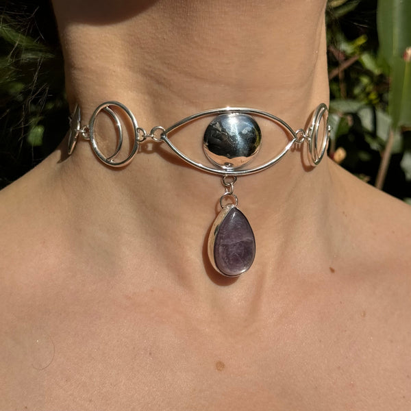 Crybaby Moonphase Choker with Lepidolite