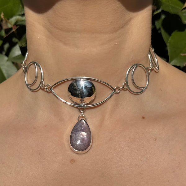 Crybaby Moonphase Choker with Lepidolite