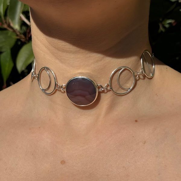 Swazi Rose Agate Moonphase Choker