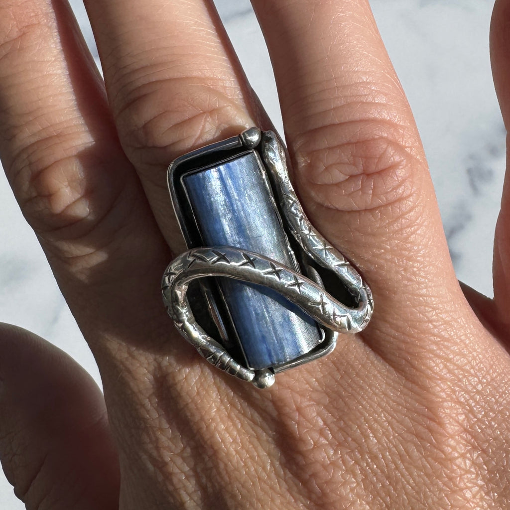 Kyanite Snake Ring