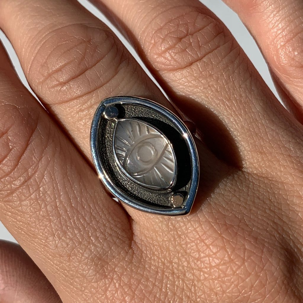 Moonstone Oracle Ring with 14k Gold Accents