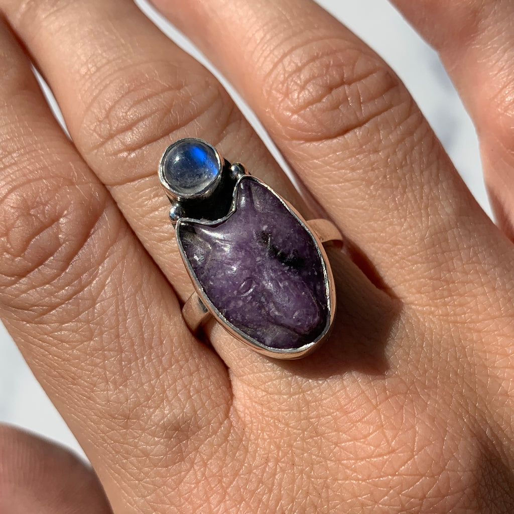 Lepidolite Wolf Ring