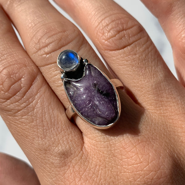 Lepidolite Wolf Ring