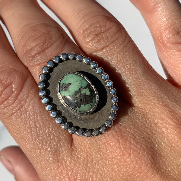 Neptune Variscite Beaded Shadowbox Ring