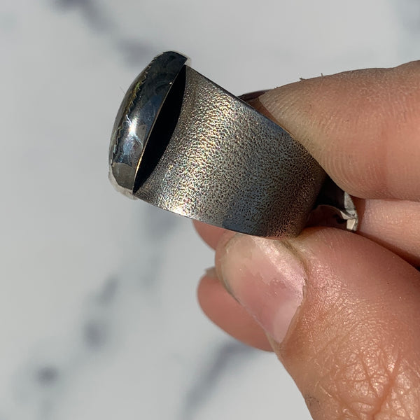 Blue Moon Textured Band Ring