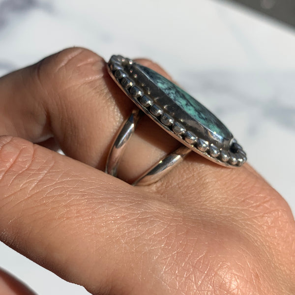 Emerald Valley Variscite Beaded Shadowbox Ring