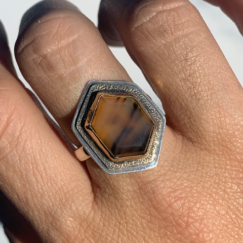 Montana Agate Mixed Metal Ring