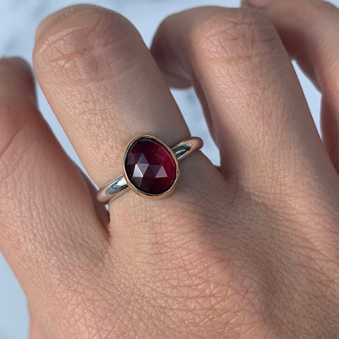 Rhodolite Garnet Mixed Metal Ring