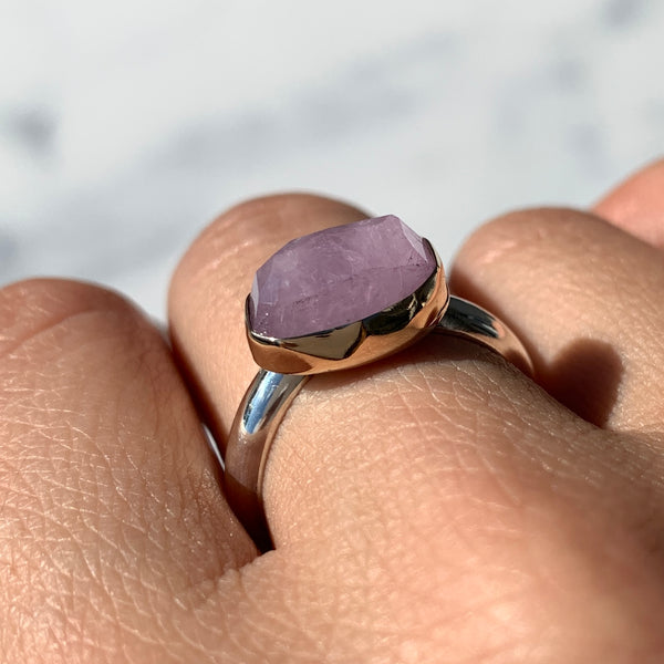 Kunzite Mixed Metal Ring