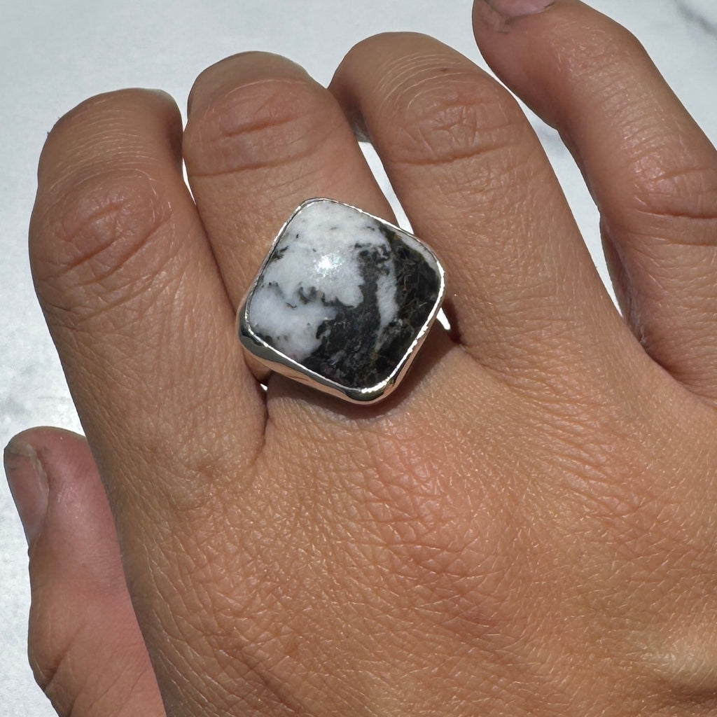 White Buffalo Cushion Ring