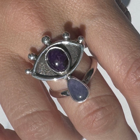 Crybaby Ring with Sugilite & Tanzanite