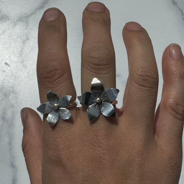 Mixed Metal Jasmine Flower Rings
