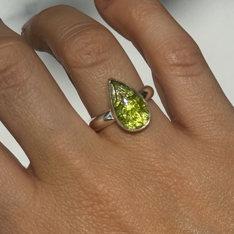 Carved Peridot Ring