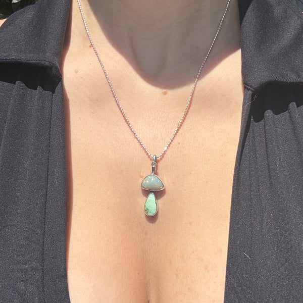 Magic Mushroom Pendant with Opal, Variscite, and Peridot