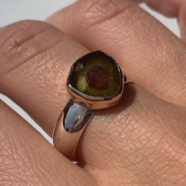 Mixed Metal Watermelon Tourmaline Ring