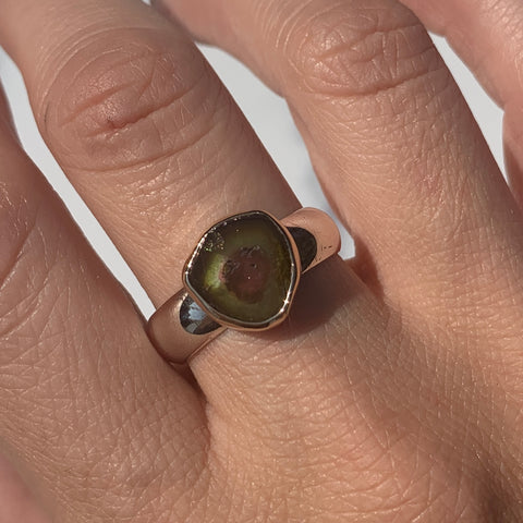 Mixed Metal Watermelon Tourmaline Ring