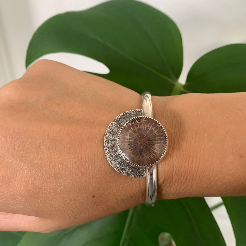 Fossil Coral Half Moon Cuff