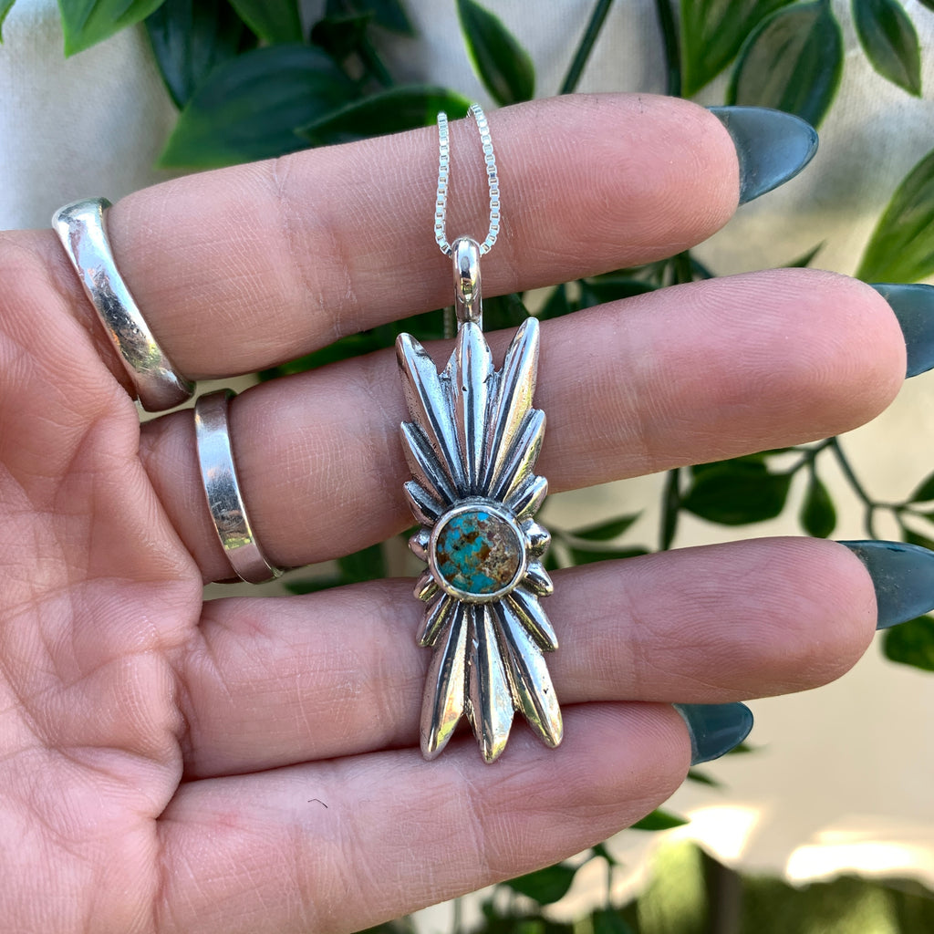 Number 8 Turquoise Concho Pendant