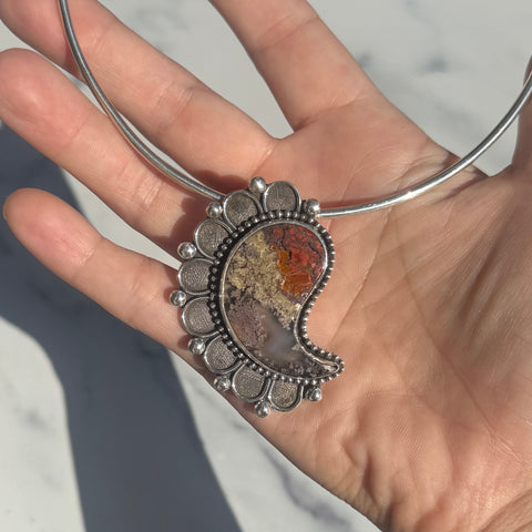 Moss Agate Paisley Pendant