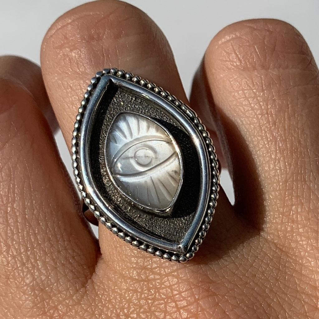 Moonstone Oracle Shadowbox Ring