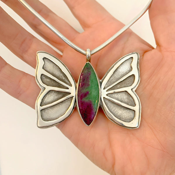 Butterfly Choker with Ruby in Zoisite
