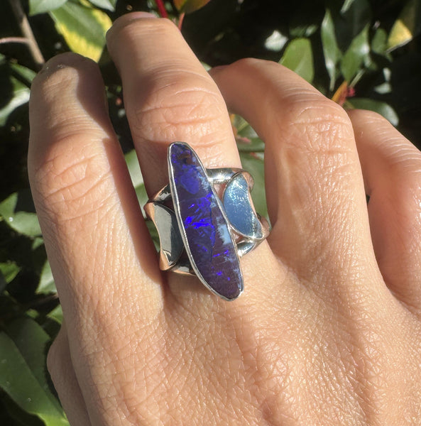 Boulder Opal Luna Ring