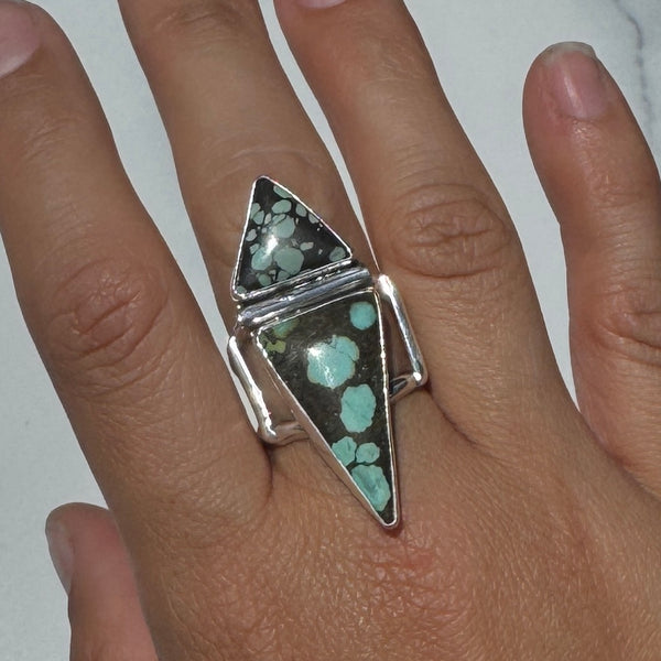 Hubei Turquoise Double Triangle Ring