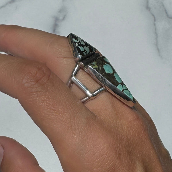 Hubei Turquoise Double Triangle Ring