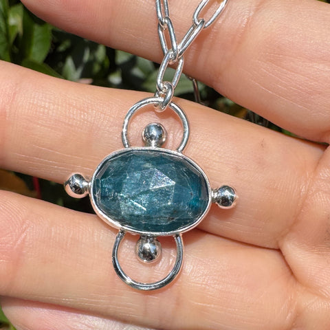 Teal Kyanite Compass Necklace