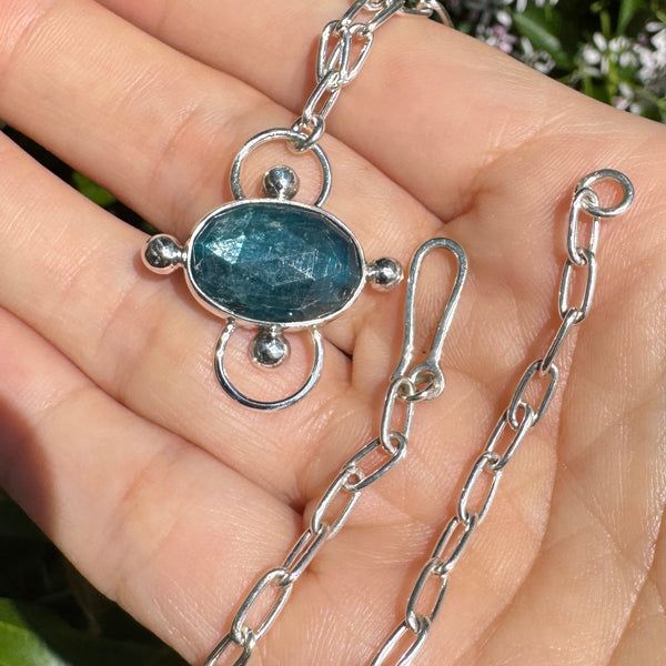 Teal Kyanite Compass Necklace