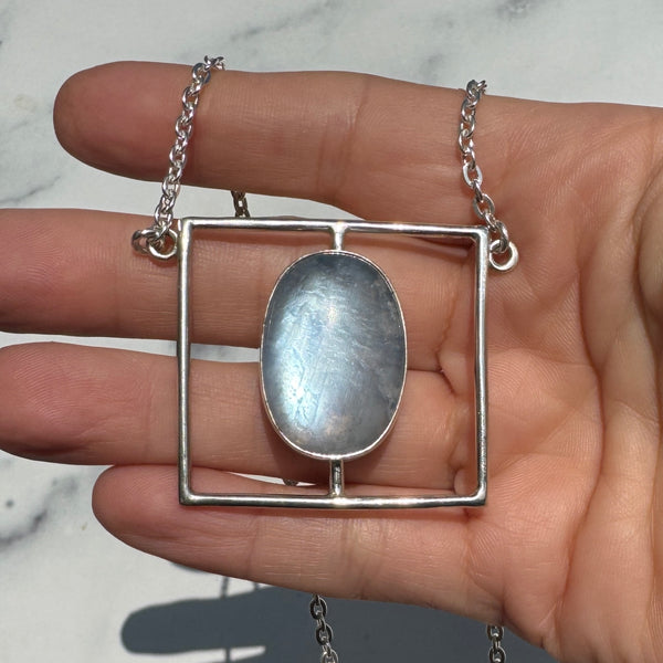 Rainbow Moonstone Geo Necklace