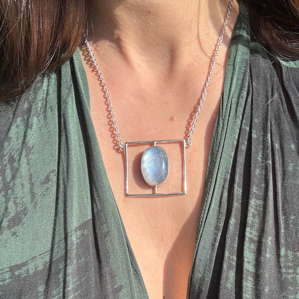 Rainbow Moonstone Geo Necklace