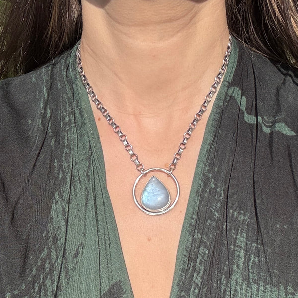 Rainbow Moonstone Statement necklace