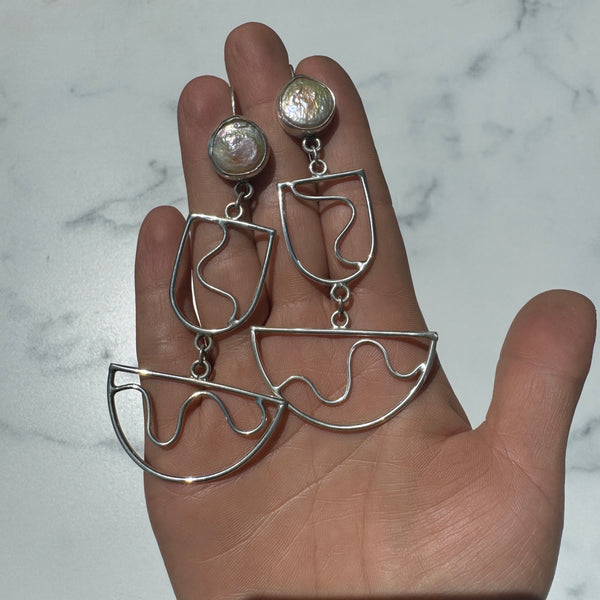 Keshi Pearl Squiggle Drop Earrings