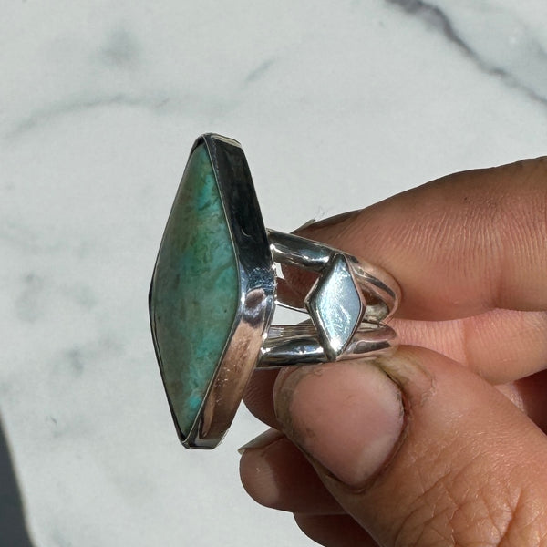 Kingman Turquoise Three of Diamonds Ring