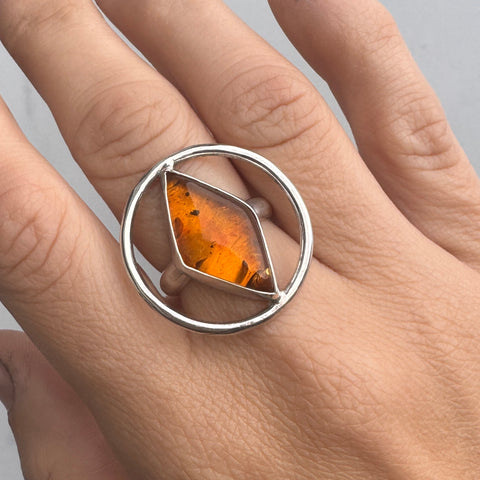 Baltic Amber Orbit Ring