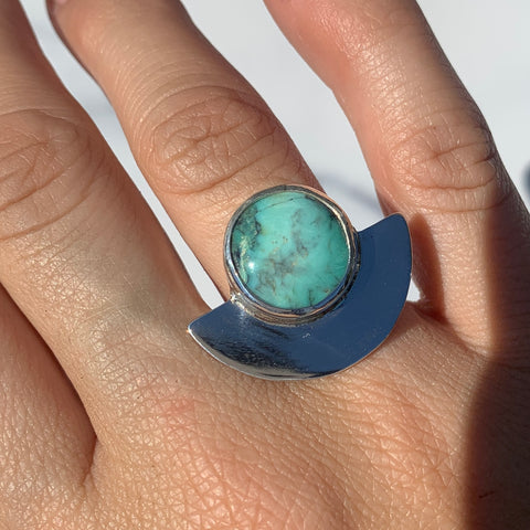 Treasure Mountain Turquoise Half Moon Ring