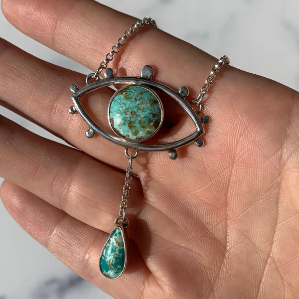 Crybaby Lariat Necklace with Turquoise