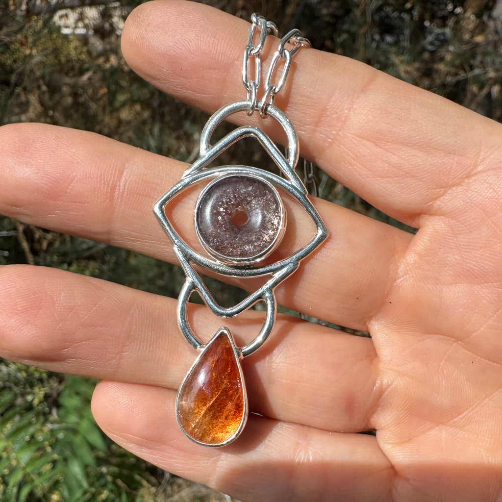 Iolite Sunstone & Orange Sunstone Cosmic Crybaby Necklace