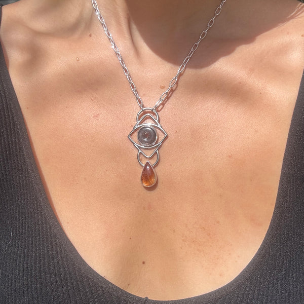 Iolite Sunstone & Orange Sunstone Cosmic Crybaby Necklace