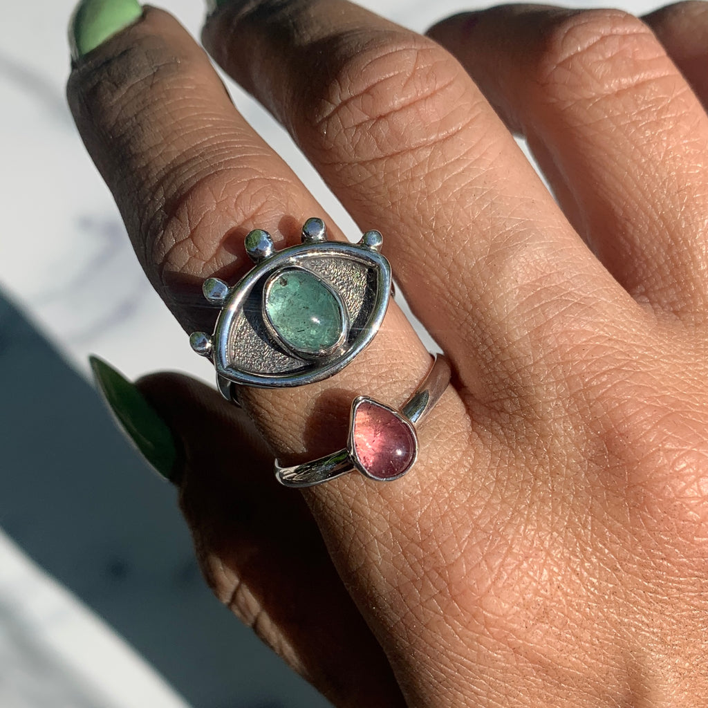 Crybaby Ring with Emerald & Pink Tourmaline