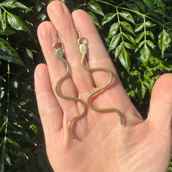 Brass Serpent Earrings