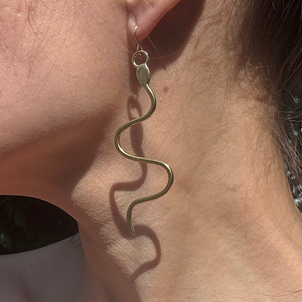 Brass Serpent Earrings
