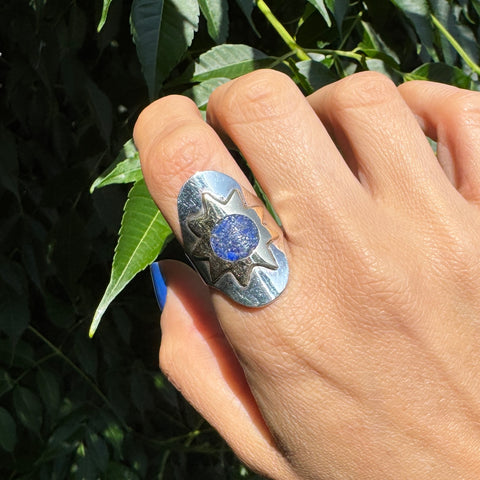 Lapis Lazuli Inlay Mixed Metal Soleil Ring