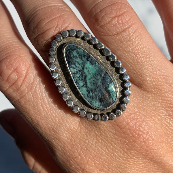 Emerald Valley Variscite Beaded Shadowbox Ring
