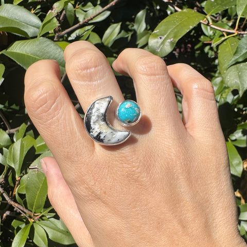 White Buffalo & Whitewater Turquoise Ring