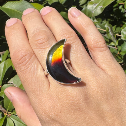 Baltic Amber Ombré Moon Ring