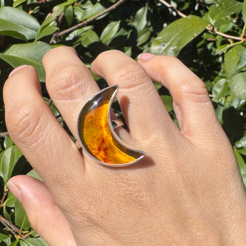 Baltic Amber Moon Ring