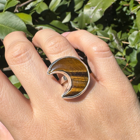 Tiger Eye Moon Ring
