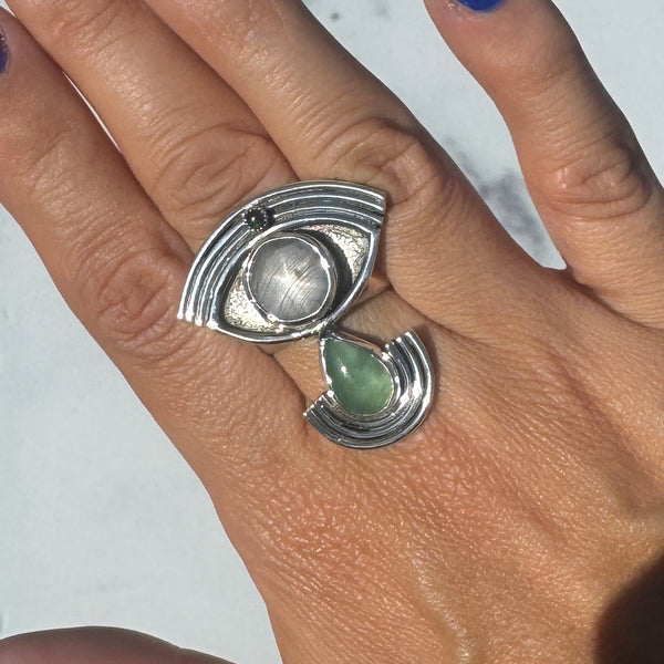 Crybaby Ring with Sapphire, Emerald, & Malachite